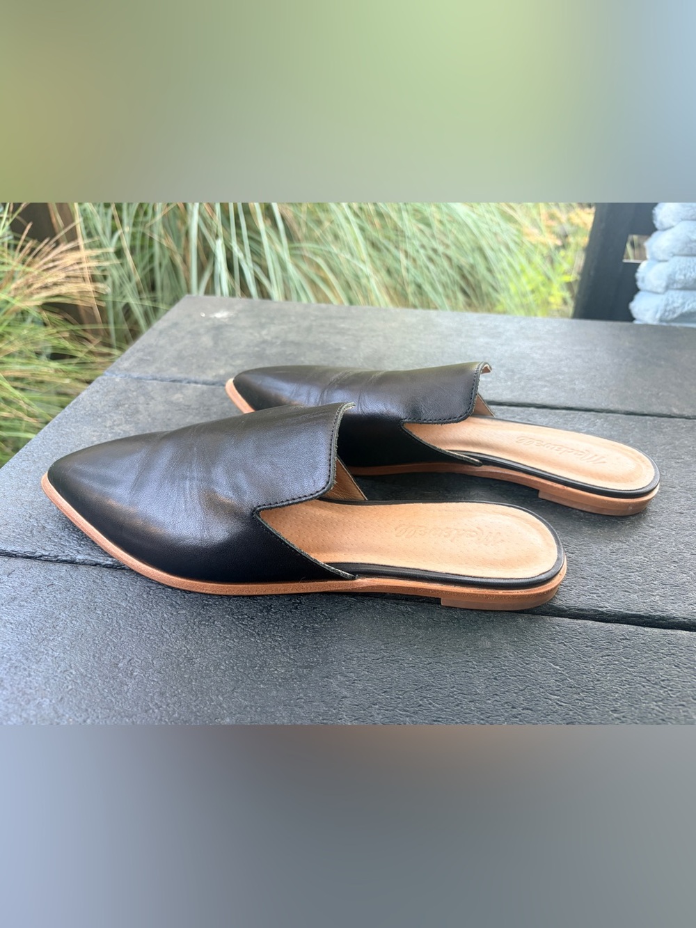 Madewell Gemma Black Leather Pointed Toe Mules 9